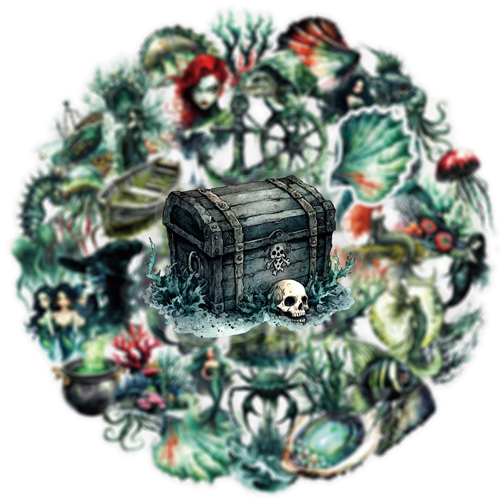 Luggage - 10/30/50pcs Retro Sirena Scuro Oceano Animali