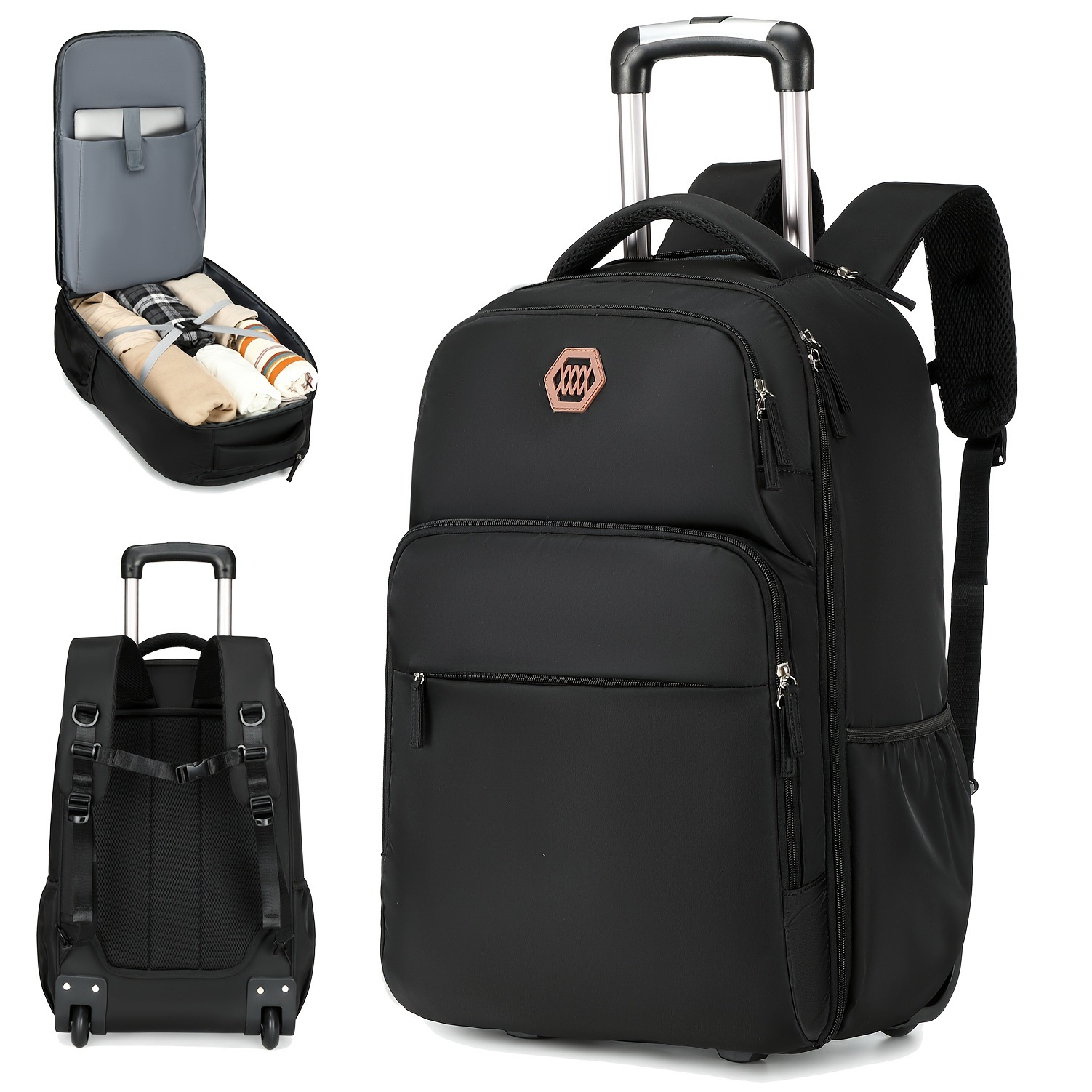 Foldable Rolling Luggage Bag - Zaino da lavoro con ruote, capacità